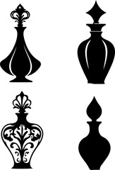 Perfume Bottle Silhouette Vector Art, Vintage Perfume Bottles Collection, Decorative Perfume Bottle Vector Set, Elegant Bottle Silhouette Design, Floral Ornament Perfume Bottles, Antique Perfume Bottl
