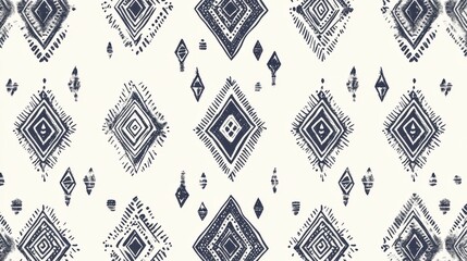Abstract Geometric Pattern with Diamonds and Triangles in Blue