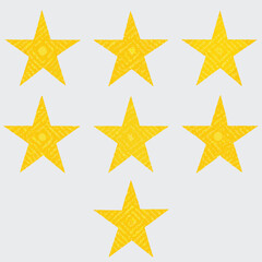 Obraz premium Golden Stars Rating PNG - Isolated Yellow Star Icons