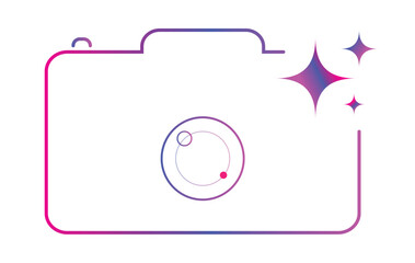 Gradient Camera Icon with Sparkle Stars – AI Tech Style Photography Symbol