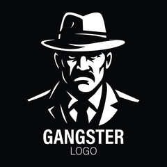 Vintage Gangster Logo – Classic Mafia Boss Vector Illustration
