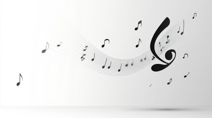 Abstract Music Notes Flowing in a Creative Design Background