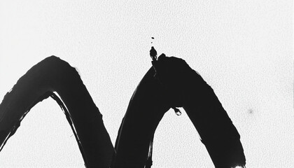 Abstract black ink brushstroke on white paper, minimalistic and expressive calligraphy art