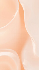 Close-up of elegant, flowing beige and white fabric with smooth curves and soft textures, highlighting subtle color transitions and delicate material details.