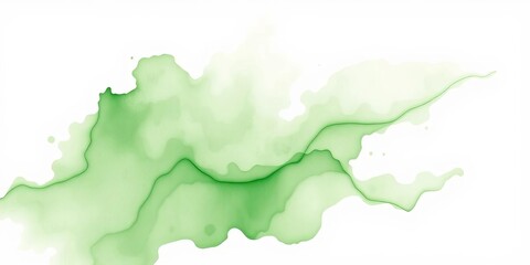 Obraz premium Abstract green watercolor wash with forced perspective effect, isolated on white, digital, design element