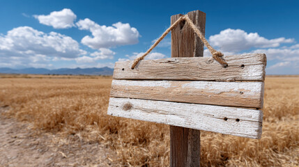 Vintage farm, Rustic farm sign hanging from a wooden post in a natural setting.