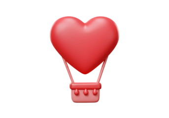 HeartShaped Hot Air Balloon A Symbol of Loves Ascent isolated on transparent baackground