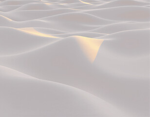 Serene snow-covered landscape with gentle rolling dunes and soft light creating a tranquil winter scene