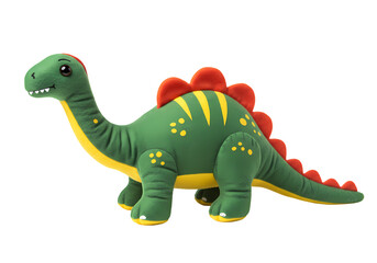 Fototapeta premium Green Plush Stegosaurus Dinosaur Toy isolated on transparent baackground