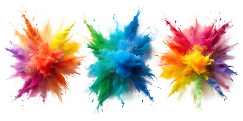 Colorful Powder Explosion Set on Transparent Background new 2025 trendy