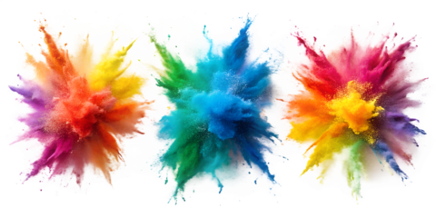 Colorful Powder Explosion Set on Transparent Background new 2025 trendy