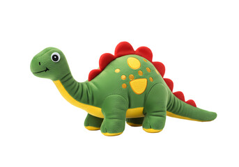 Fototapeta premium Green Plush Stegosaurus Dinosaur Toy A Gentle Giant for Playtime isolated on transparent baackground