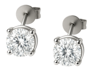 Silver stud earrings with a single cubic zirconia stone