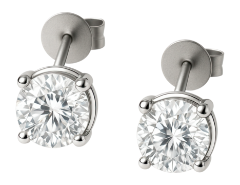 Silver stud earrings with a single cubic zirconia stone