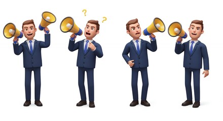 Businesspeople using megaphones