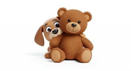 Cartoon dog and bear characters friendly duo