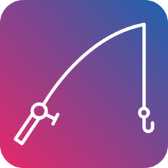 Fishing Rod Line Icon Style