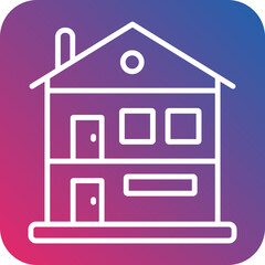 Bungalow Line Icon Style