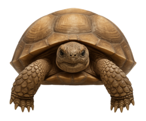 Desert tortoise with high-domed, brown shell and scaly, armored limbs