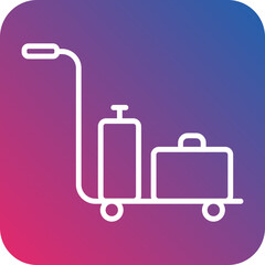 Luggage Cart Line Icon Style