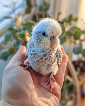 Adorable Baby Chick Held Gently in Hands