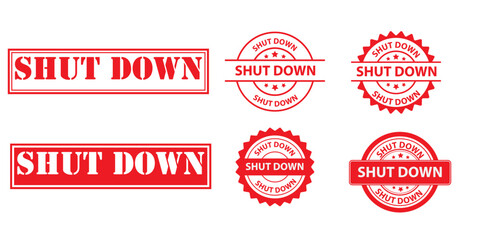 Shut Down rubber stamp label shape round, rectangle