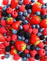 Colorful berry medley kitchen counter food photography bright close-up freshness and nutrition
