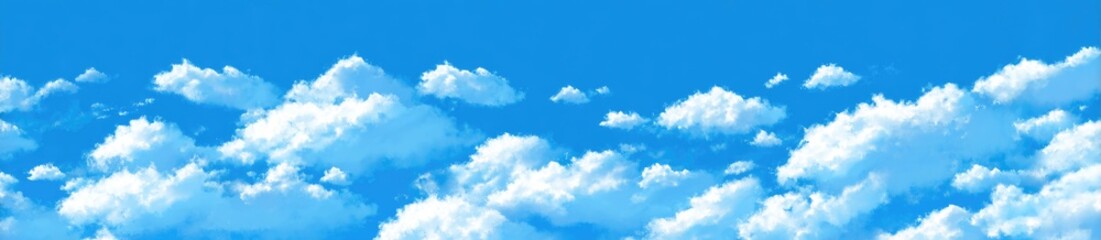 Sunny day, puffy white clouds against a vibrant blue sky