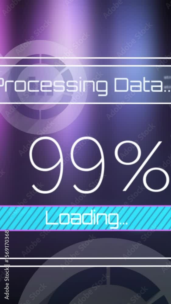 Poster animation of data processing and diagrams on black background