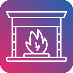 Fireplace Line Icon Style