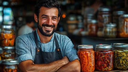 Greek chef fermenting vegetable