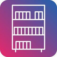 Bookcase Line Icon Style
