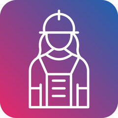 Lady Worker Line Icon Style