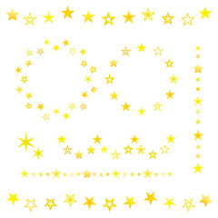 星のフレーム　リース　ラインデコレーションのセット　ベクターイラスト