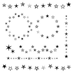 星のフレーム　リース　ラインデコレーションのセット　ベクターイラスト