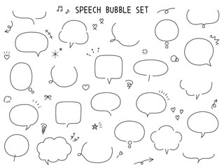 Fototapeta premium シンプルな吹き出しのベクターイラストセット。ふきだし、フレーム、おしゃれ、落書き