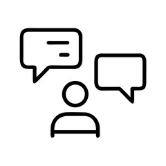 Naklejka premium Minimalist person icon with speech bubbles on white background