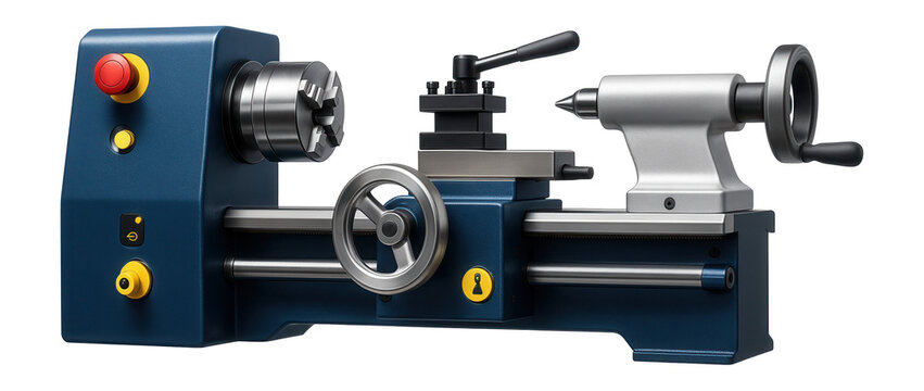 Semi-automatic lathe with a quick-release tailstock and a handwheel-operated carriage for a prototype development lab