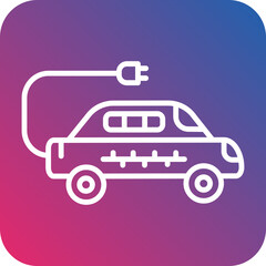 Electric Car Line Icon Style