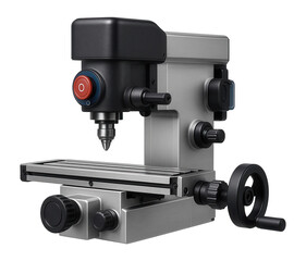 Horizontal milling machine with a compact design and a belt-driven spindle for light-duty operations in a prototype development lab