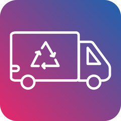 Recycling Truck Line Icon Style