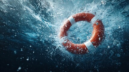 Floating Lifebuoy in Water Safety and Rescue Concept