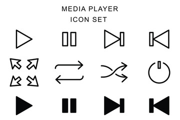 Media player music icon set