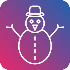 Snowman Line Icon Style