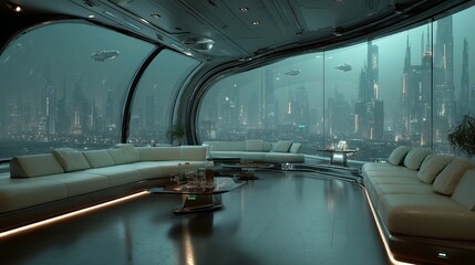 Futuristic Sci-Fi Living Room Interior/未来的なサイファイリビングルーム8