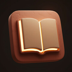 vector book icon  3D Open Book for Learning Iconon black background