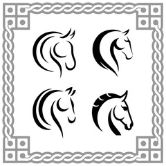 Obraz premium Horse head logo and icon silhouette vector