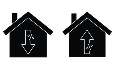 Mortgage rate icon vector. House icon vector, real estate icon, Property value symbol. Mortgage symbol for web, mobile apps, design. Vector illustration.