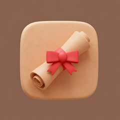 Gift box and vintage scroll with ribbon decoration for celebration or holiday theme