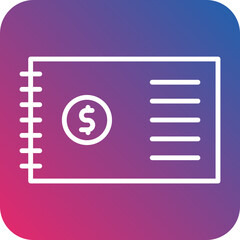 Cheque Book Line Icon Style